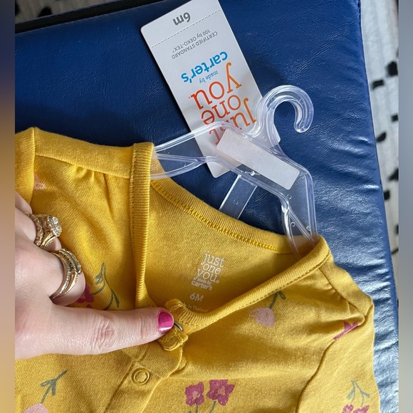 3pcs NWT Carters Girls 6m Golden flower Top Adored Onesie Grey Polka Dot Pants - Picture 6 of 8